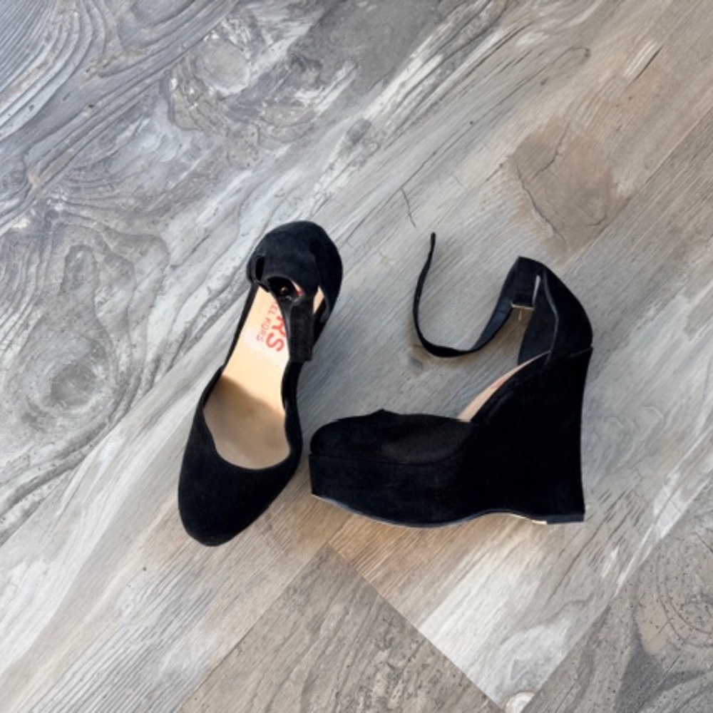 Never worn - Michael Kors 4" Suede Platform Wedge Mary Janes - Picture 2 of 2